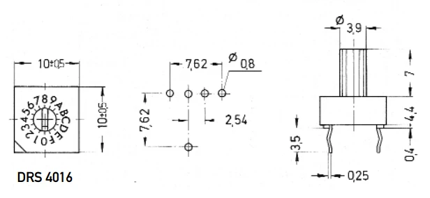 Fuji Japanese FUJISOKU 0-9 coded rotary switch 10 DIP switch inverted Shank DRS4110