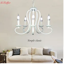 Vintage Wrought Iron Chandelier E14 Candle Holder Black White Iron Lighting Lamp American Country Style Ceiling Light Fixture