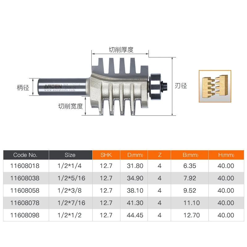 1/2 gambo Economia Finger Joint Bit Make Professionale Articolazioni Delle Dita Bordo di Legno A Bordo di Giunzione O Alla Fine Arden Router Bit