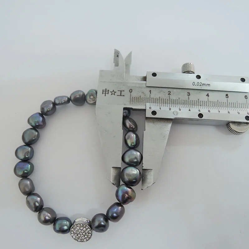 100% NATURE FRESHWATER PEARL JEWELRY SET  NECKLACE AND BRACELET-BAROQUE SHAPE IN BLACK COLOR PEARL WITH CRYSTAL ACCESSORIES