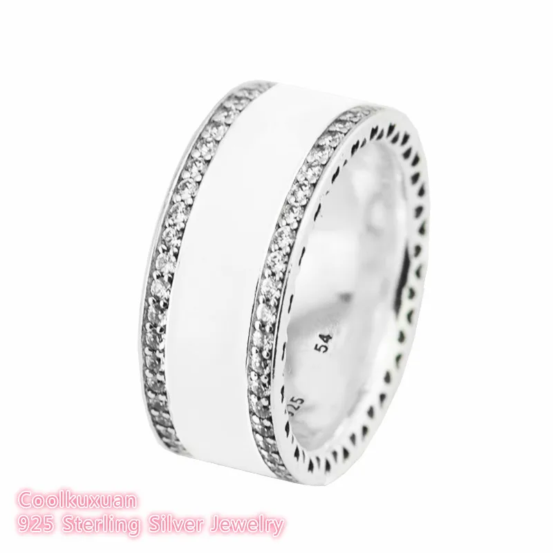 Hearts of Brand Rings Original 100% 925 Sterling-Silver-Jewelry Clear CZ white Enamel Rings For Women Fashion Jewelry