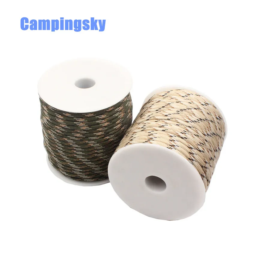 CAMPINGSKY Paracord 550 4mm Rope 100FT Survival Parachute Cord Lanyard Climbing Camping Equipment Kit