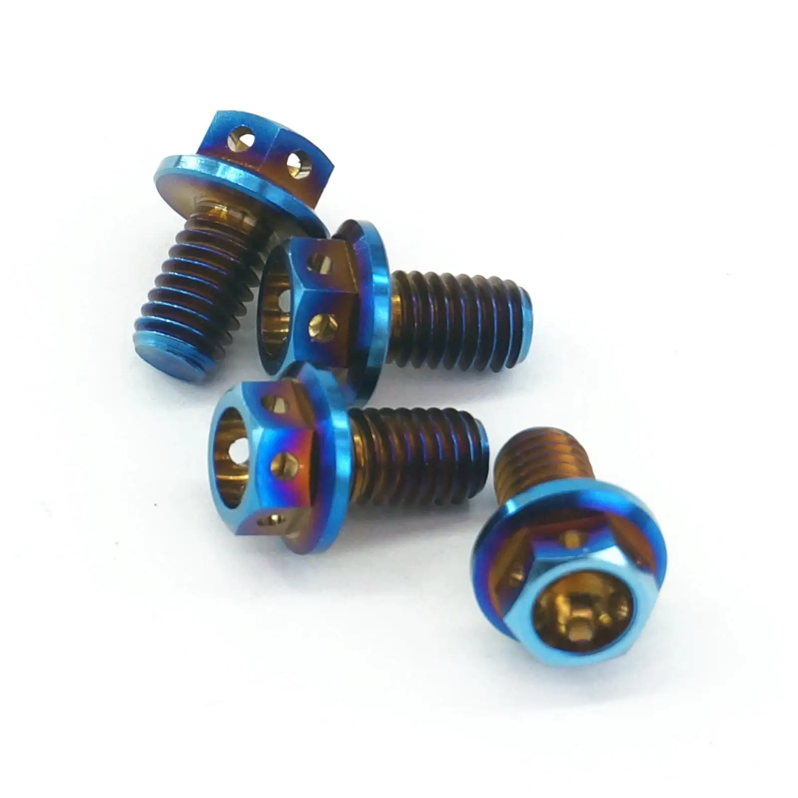 LOT 4 M6x1x10mm Burn Blue GR5 Titanium Motorcycle Flange Screw Bolts Hex Concave Head Hollow