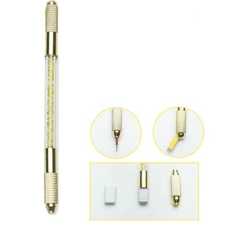 Semi-permanent Double Crystal Embroidered Pencil Handmade Fog Pen Blade Round Needle Knife Hand Tattoo Embroidery Tools Sale