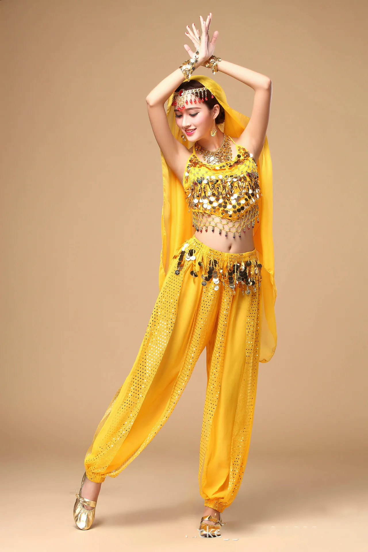 Traje de dança do ventre feminino, 6 cores, conjunto completo, traje de bollywood, vestido indiano, vestido de dança do ventre, prática de dança oriental, roupa de dançarina 9