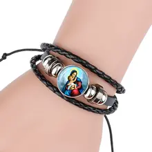 Men’s Leather Jesus Charm Bracelet #3
