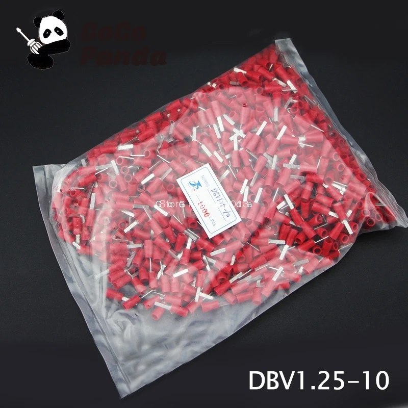 1000pcs DBV1.25-(10 14 18) Pre-Insulating Blade Terminal Cold-Pressing Chip-Shaped Plug Chip Bare End