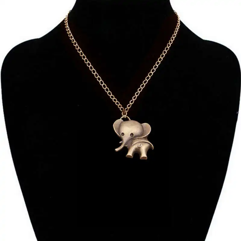 Vintage Gold Metal Elephant Necklace For Women Maxi Animal Pendant Jewelry Party Gift