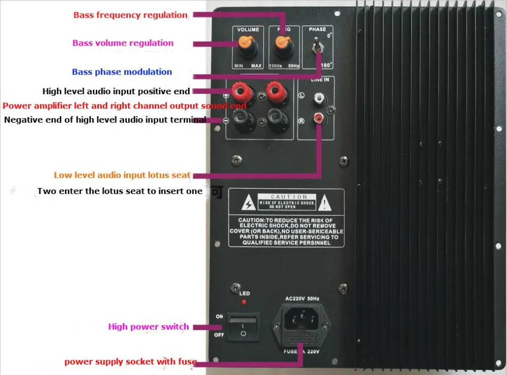 200W   Subwoofer power amplifier home theater bass amplifier on bass