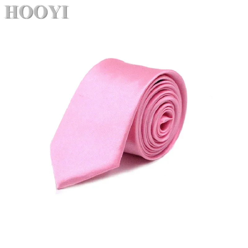 HOOYI Stropdassen voor Mannen Effen kleur Polyester Slim Tie 40 colours Bruiloft 5 cm breedte Mariage Stropdas