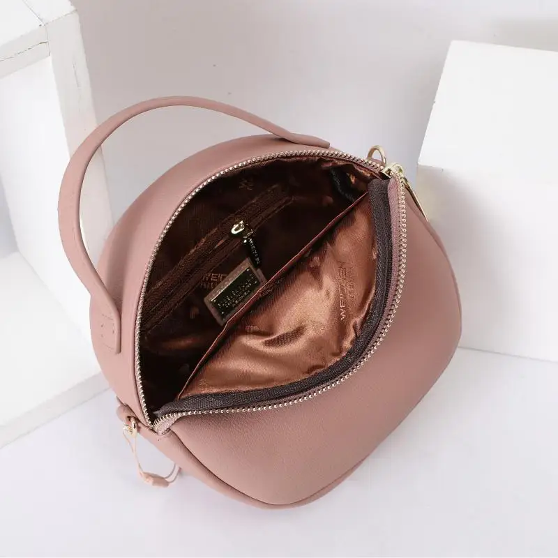 Small women round bag Simple Casual crossbody bag for women pu leather shoulder bag brand lady tote bag purse