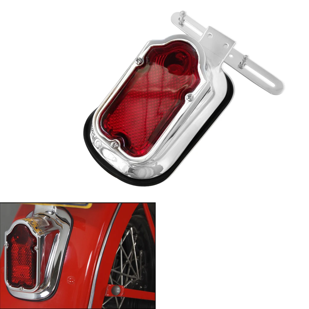 Plastic Motorcycle Chrome Red Tombstone Brake Tail Light Signal For