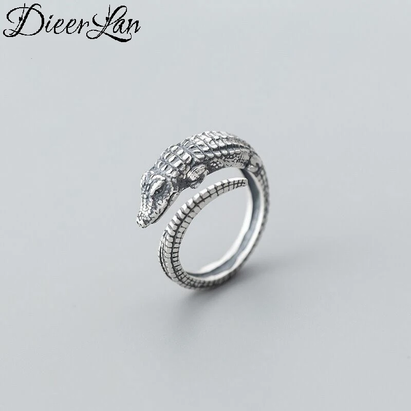 DIEERLAN Bohemian Vintage New Unicorn Crocodile Rings for Women Ladies Statement Jewelry Wedding Finger Rings