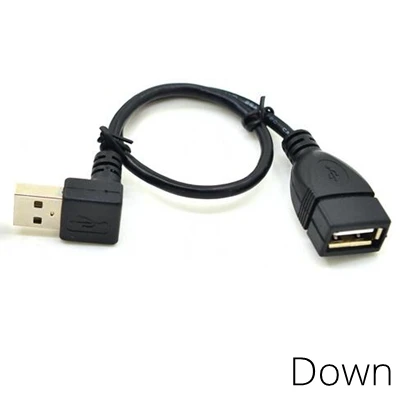 Угловой удлинительный кабель USB 2.0, 20 см, 90 градусов, правый, левый, вверх и вниз, адаптер для зарядки данных «папа-мама», 0,2 м