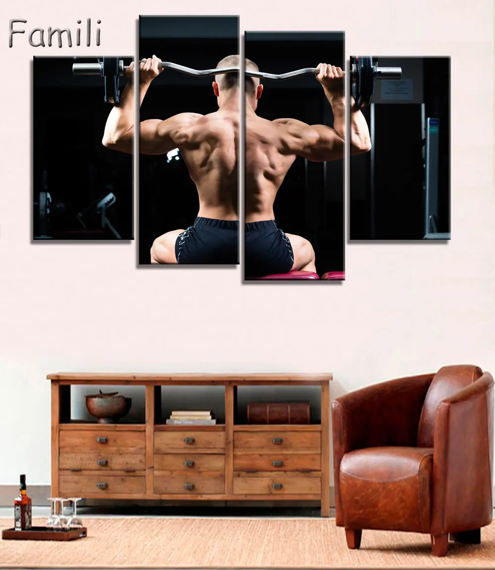 

4pcs Wall Art Poster Bodybuilding Exercise Fitness Sports Painting Canvas Printing Unframed Modular Pictures,decorative pictures