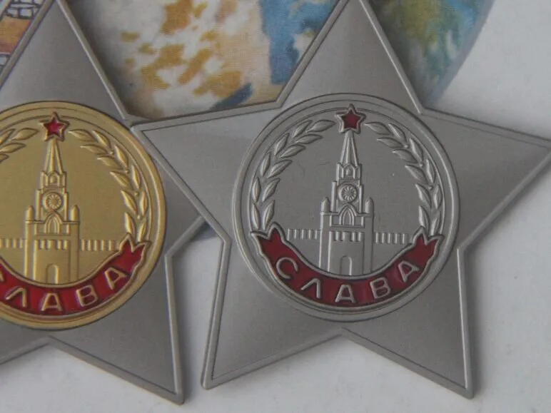 Copy 3PCS SET Order of Glory Class 1,2,3 Soviet Medal Badge USSR