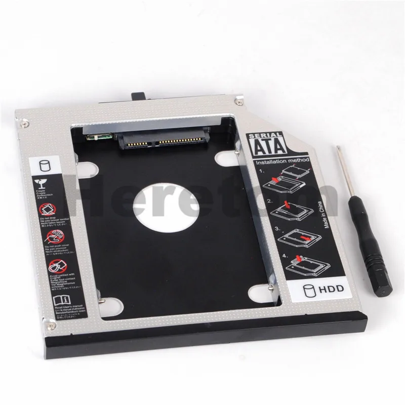 Heretom Aluminum 12.7mm SATA to SATA DVD CD-ROM Optibay 2nd HDD SSD Caddy for IBM Lenovo Thinkpad R400 R500 T420 T430 T520