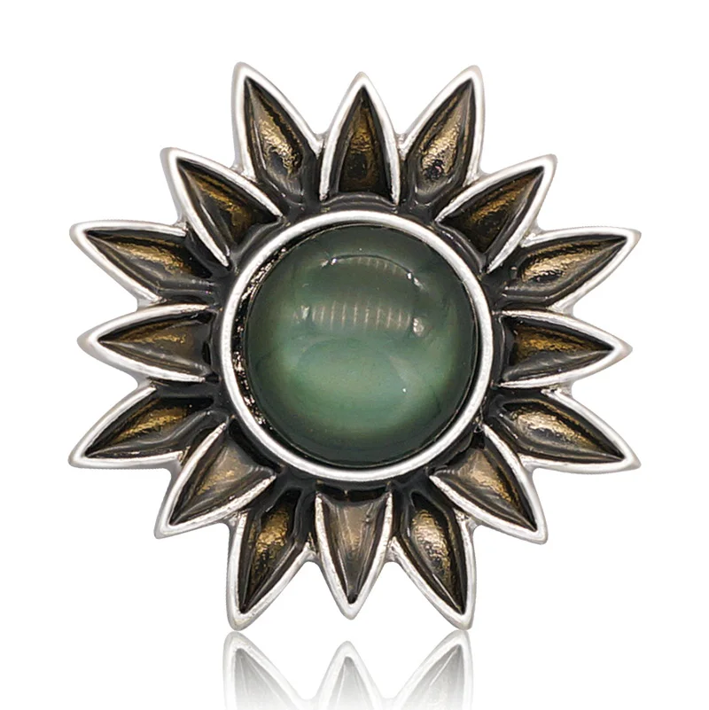 New KZ3049 Beauty Charm Sun flowers Colorful 18MM Metal snap buttons for DIY snap jewelry wholesale