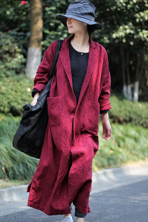 

2016 female new autumn and winter linen jacquard suit collar popper outerwear long-sleeve suit type loose big trench