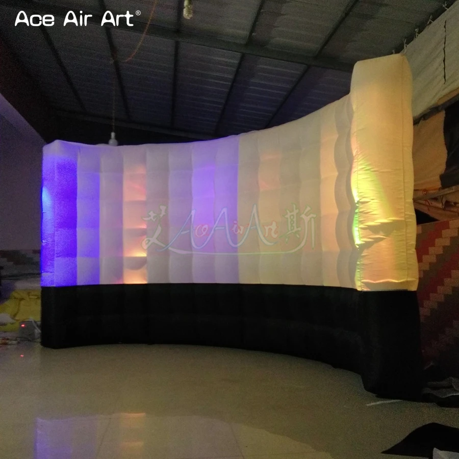 

Nicely Designed Inflatable Photo Booth Curved Wall dj Booth Wall with led RGB Bulb Spotlights Easter Festival party