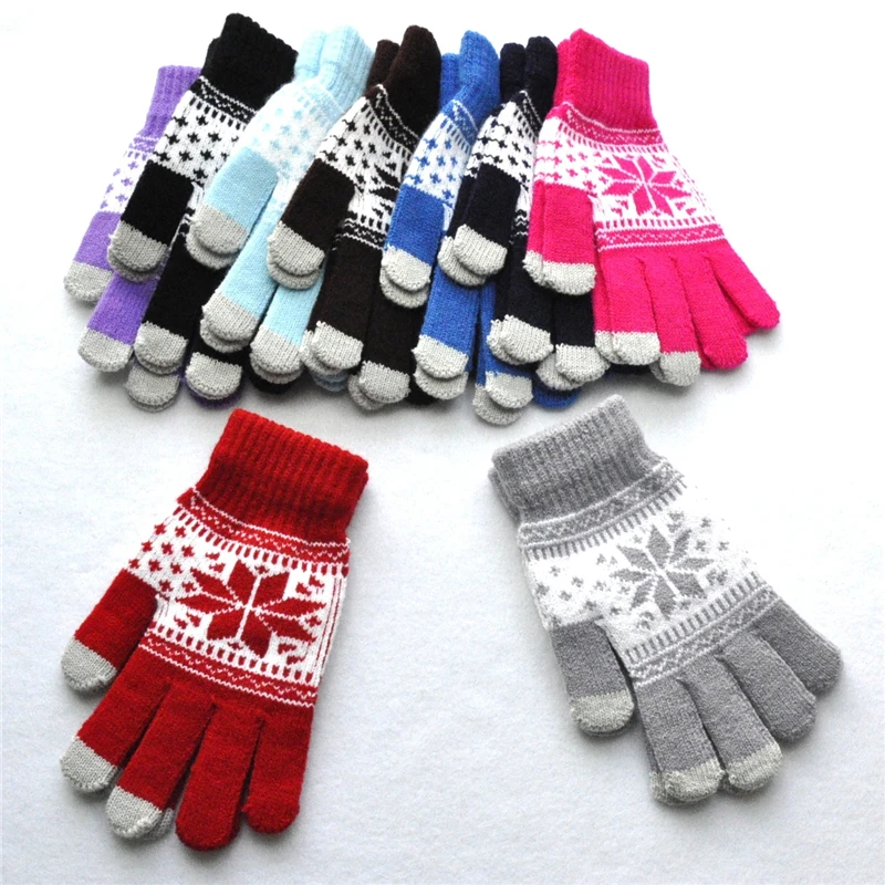 2022 New Winter Men/Women Stretch Knit Touch Screen Gloves Wrist Full Finger Mittens Unisex Glove Warm Snow Luvas Christmas Gift