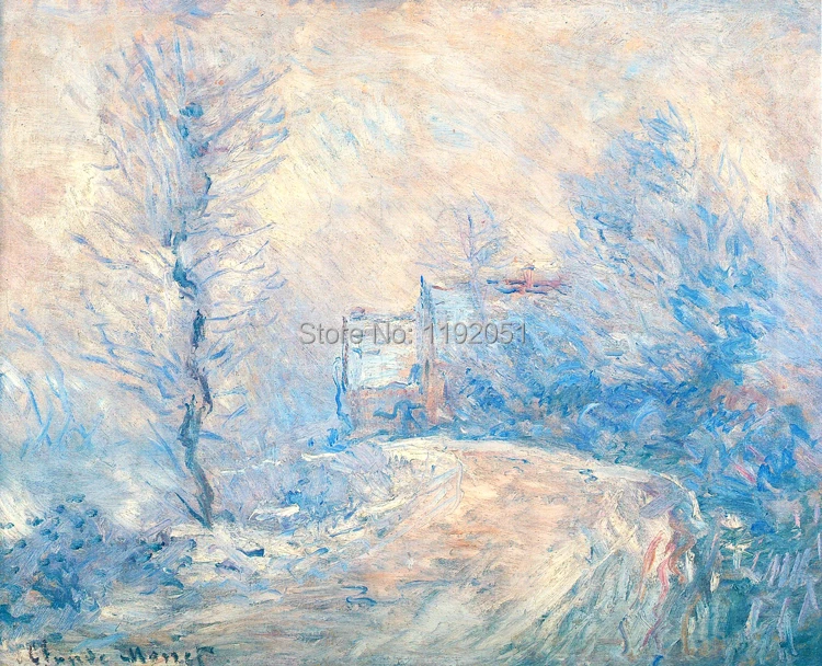 scenery painting Canvas art Wall Decorative Art home decor Claude Monet - The Entrance to Giverny under the Snow c.1885