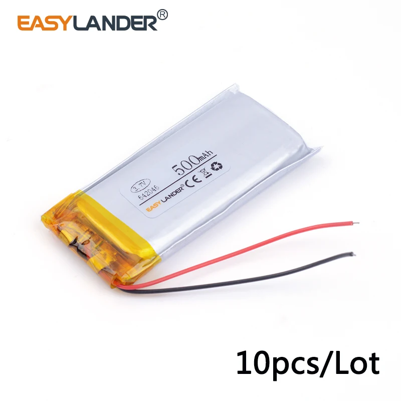 10pcs /Lot 642046 500mAh 3.7V Rechargeable Lithium Li-ion Polymer Battery for Bluetooth smart home video security doorbell MP3