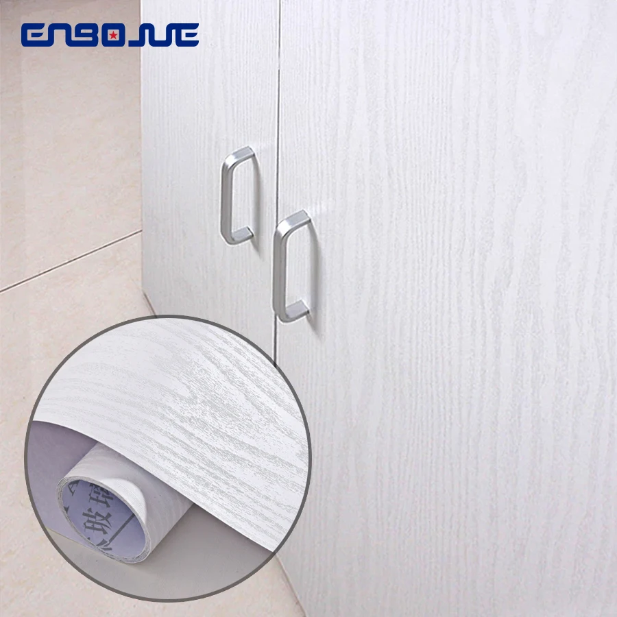 ENBOJUE Self-Adhesive PVC Waterproof Moisture-Proof Wood Grain Wallpaper Wardrobe Cabinet Desktop Renovation Furniture Stickers