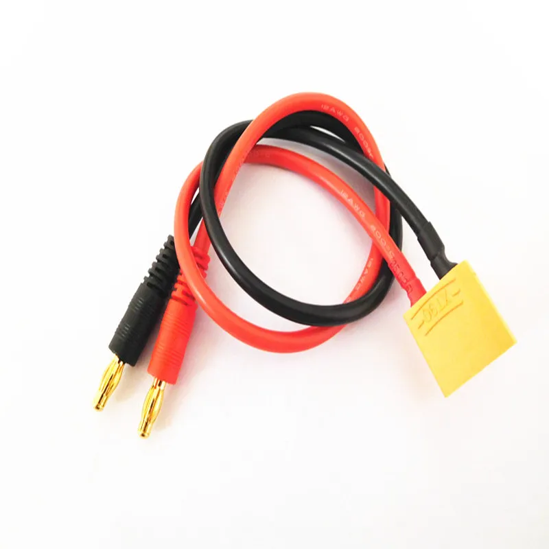 XT90/EC5/XT60/Deans/TRX/HXT 5.5mm Bullet Connector Charge Cable Lead with 4mm Banana Plugs Silicone Wire 12AWG 30CM