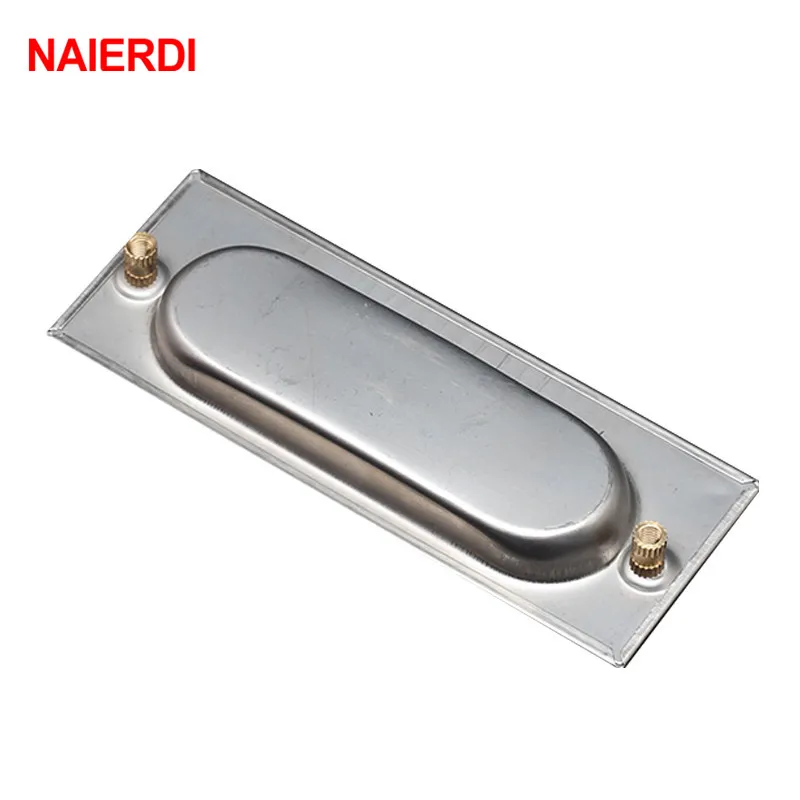 NAIERDI 96mm Cabinet Hidden Handles Stainless Steel Invisible Handle Circle Drawer Wardrobe Knobs With Screws Furniture Hardware