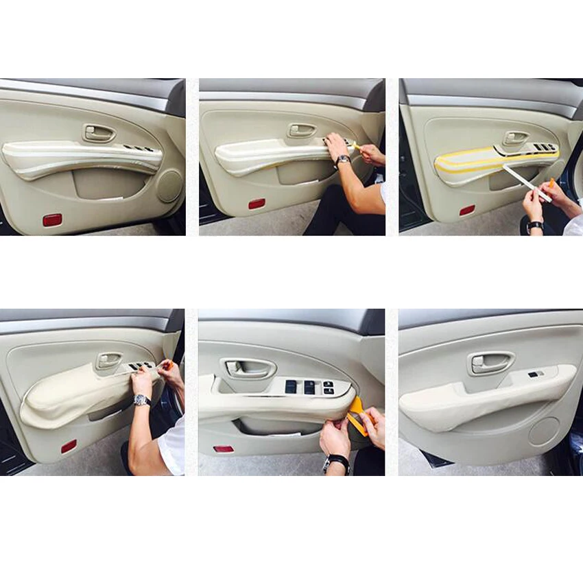 Fit For Toyota Corolla 2014 2015 2016 2017 Car Interior Door Armrest Cover Shell Trim PU Leather Anti-scratch Overlays Styling