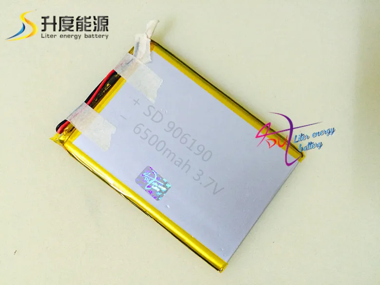 10 шт. SD 906190 3,7 v 6500mah умный перезаряжаемый мобильный телефон литиевая батарея для планшета
