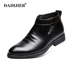 DADIJIER 2018 Autunno Inverno vlevet Retrò Da Uomo Stivali Comodi Stivali Scarpe di Marca della Chiusura Lampo Casual Split Neve del Cuoio scarpe Stivali ST91