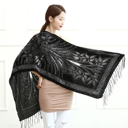 NEW Autumn Winter Glitter Bamboo Velvet Shawl Scarf Lady Wedding Poncho Pashmina Women Headscarfs For Holiday