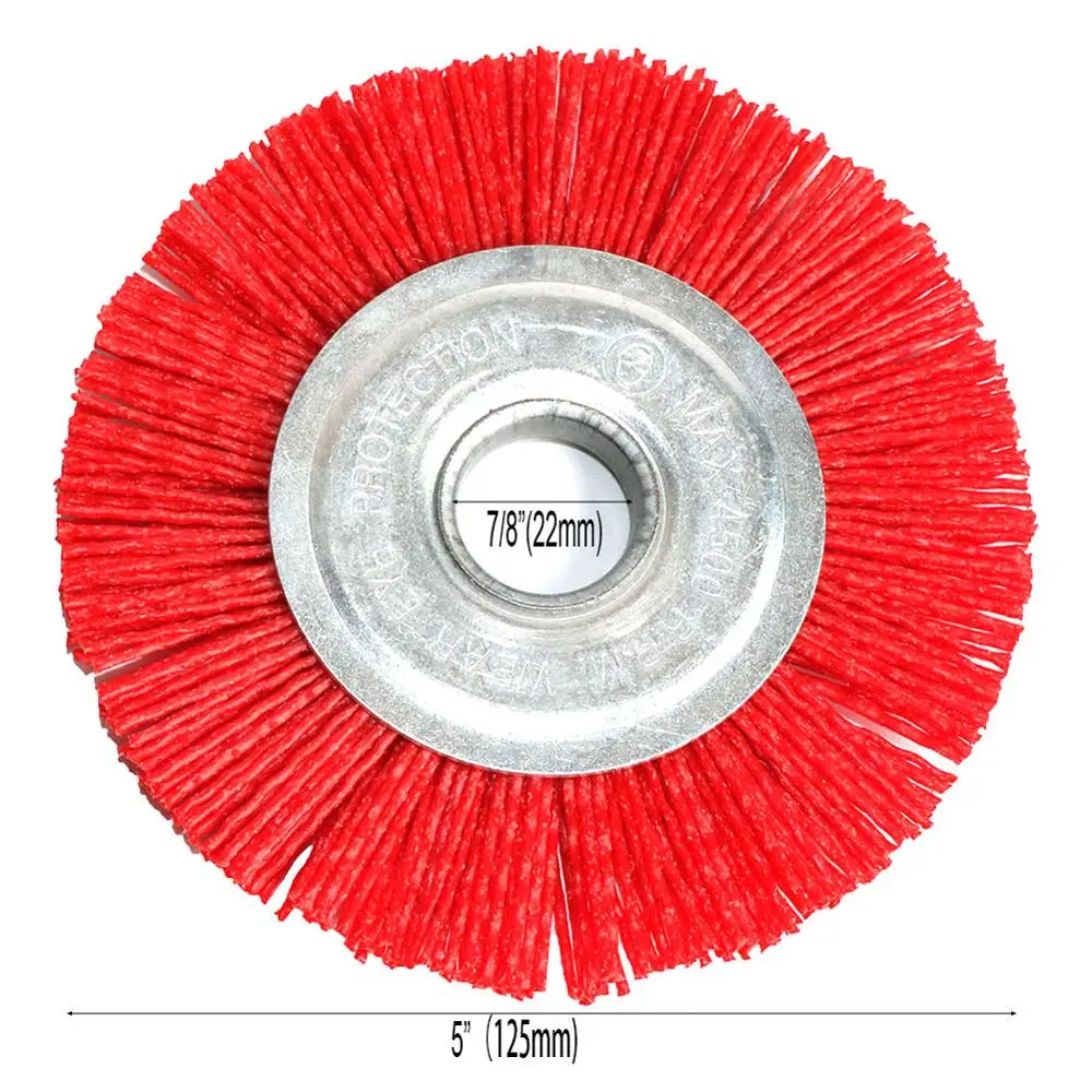 1pc 125*22mm 5 Inch Nylon Abrasive Brush Wheel Grit 80 Polymer-abrasive Wire Drawing Round Polishing Brush wood deburring