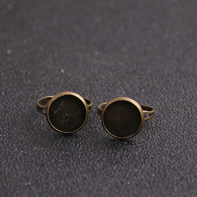 4pcs Fashion Vintage Adjustable Stud finger ring Bases Blanks 10mm Antique Bronze Cabochon Stud finger ring