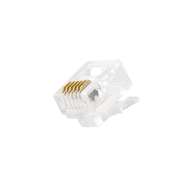 

100pcs Gold-plated Copper RJ12 RJ25 crystal head RJ11 connector 6 wire 6P6C modular plug for CAT3 voice telephone Cable adapter