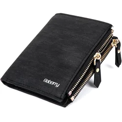 Men's short wallet anti Radio frequency identification RFID anti stealing double zipper wallet