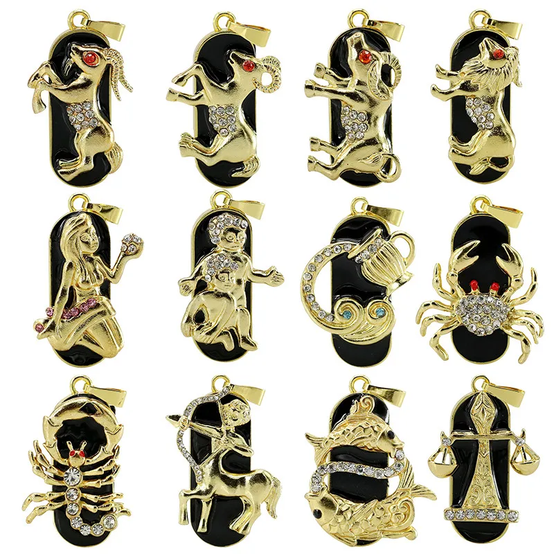 Pen drive usb 16gb 32gb, piscinas usb, gemini de cristal de metal, adorável sinal usb 2.0 u drive de doze constelações colar usb flash drive