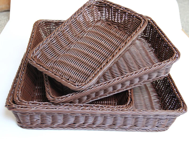 1PC Handmade Rattan Bread Baskets Bread Baskets Dried Fruit Organs Fruit Orders Rectangular Food Fruit Basket LB 284