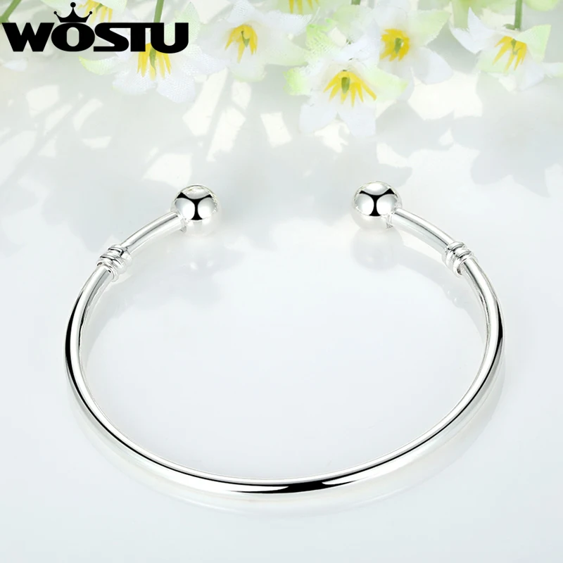 WOSTU Hot Sale Silver color European Charm Bead Bangle & Bracelet Fashion Jewelry For Women Men  XCH3040