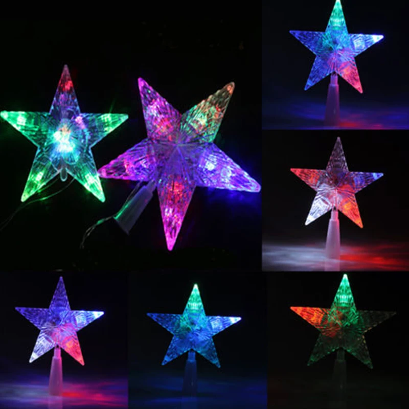 1 pcs Hogar Paradise Color Changing Xmas Christmas Tree Topper Star Shiny Rotating Light Party LED Lamp Decoration