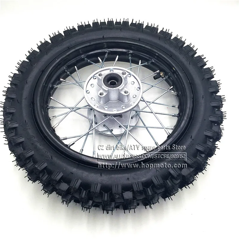 80/100-12 Guangli Tyres 1.85 -12inch Rear Steel Rims Brake Disc Plate Wheel Rims Hub CRF50 APOLLO 110 Kayo Chinese Dirt Pit Bike