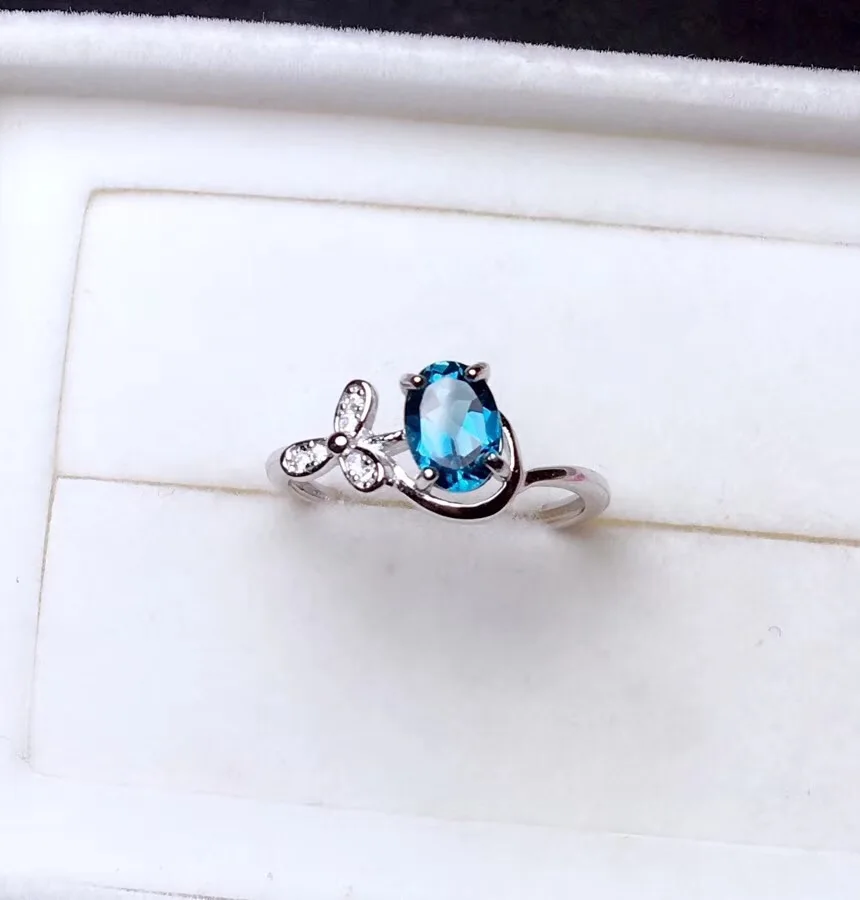 

Кольцо с прозрачным синим топазом и драгоценным камнем из серебра 925 пробы, ювелирные изделия, натуральный драгоценный камень, хороший океанский синий цвет, подарок на годовщину девушки на день рождения