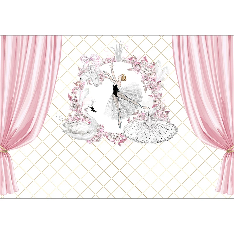 Allenjoy-telón de fondo de fotografía rosa para fiesta de ballet, cartel de cumpleaños con flores, decoración de fotomatón, utilería para sesión fotográfica
