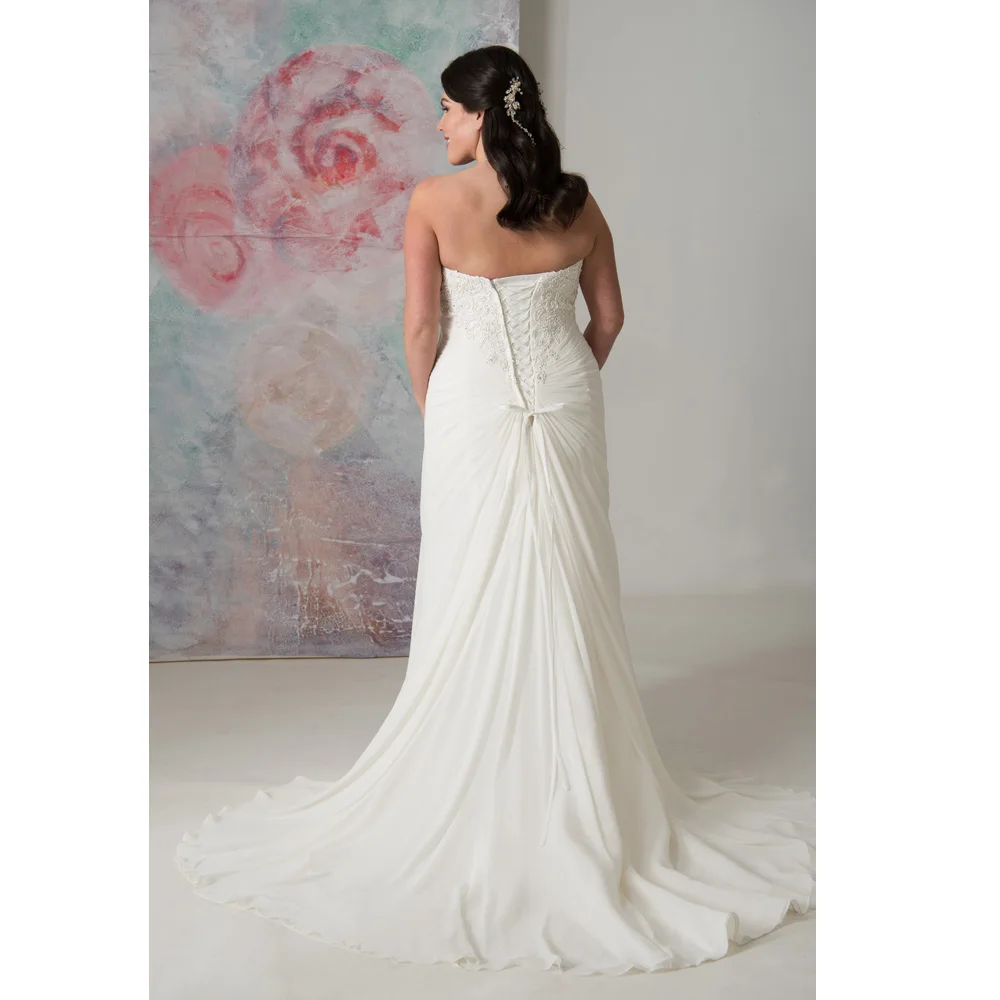 Semplice Bianco/Avorio Chiffon Abiti Da Sposa Hochzeitskleid abiti Da Sposa Appliqued Fodero Plus Size Abito Da Sposa Su Misura