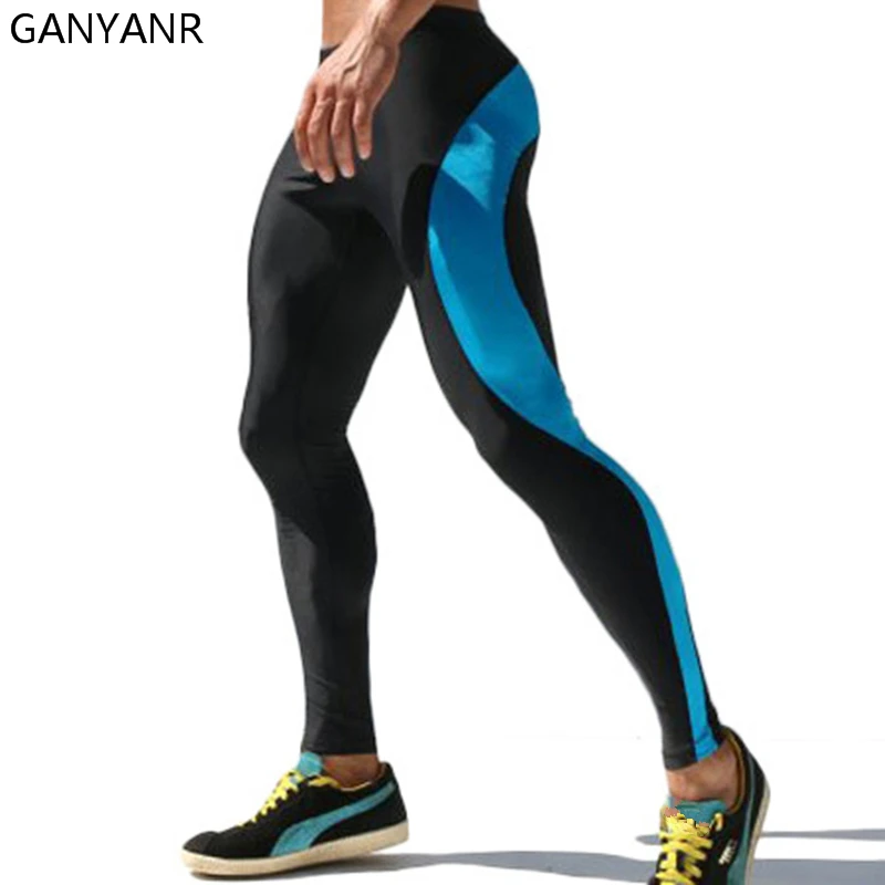 GANYANR Brand Running Tights Men Sport Fitness Joggers Leggings Compression Traning Crossfit Pants Winter Long Gym Spandex