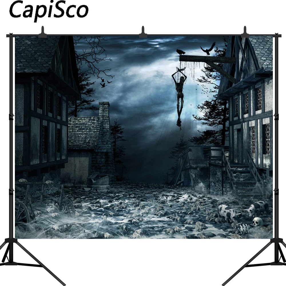 Capisco photography background horrible ruins Houses Hang the dead body Halloween theme backdrop photo background studio