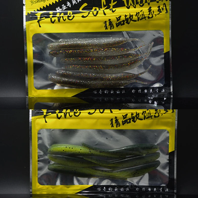 

Japan Needle Tail Fish 6 Pieces Bag Jig Head Use TEXAS RIG Fishing Lure Soft Bait Bass Bait Fine Worm