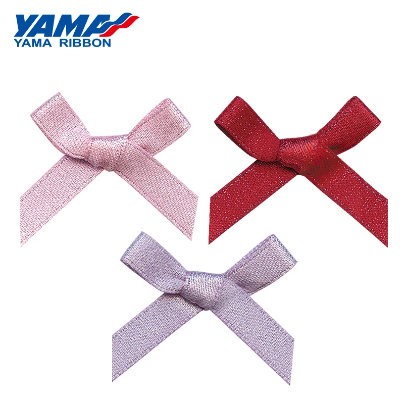 YAMA Wide 32mm±3mm High 27mm±3mm Hand-Tied Bow 200pcs/bag Satin Gold Silver Edge Purl Ribbon Diy Gift Decoration Wedding Ribbons